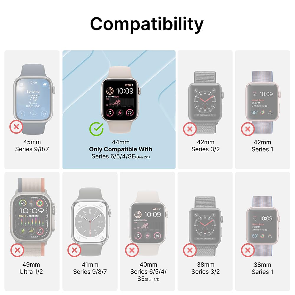 Catalyst 2X Screen Protector for Apple Watch Series 4 44mm Fingerprint Free, Microfiber Cleaning Cloth Included - iWatch Apple Accessories - Image 8