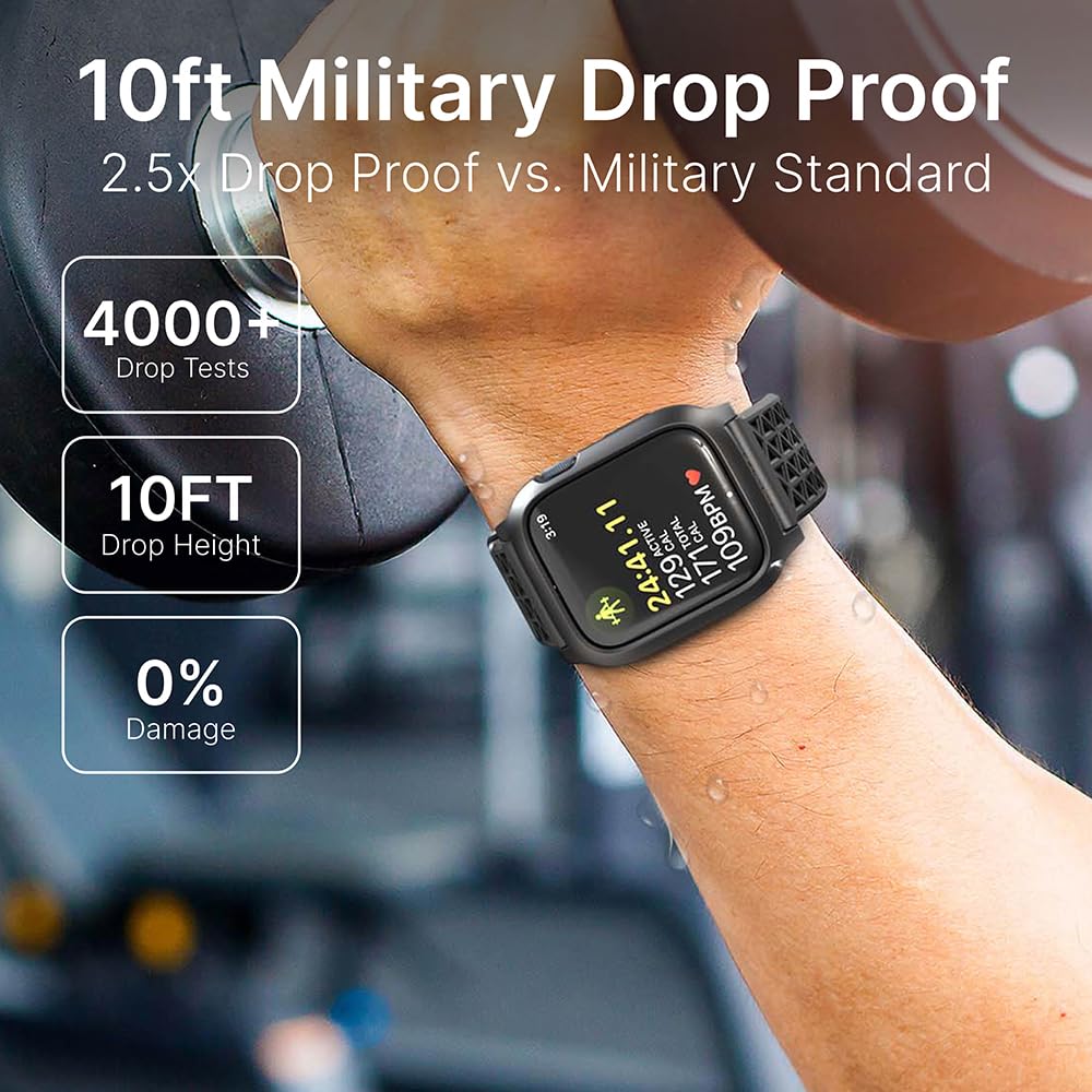 Catalyst Active Defense Case for Apple Watch Series 9/8/7 41 mm, Drop Proof 10ft, Shock & Scratch-Resistant, Sport Band, Breathable, Rugged (Stealth Black) - Image 3