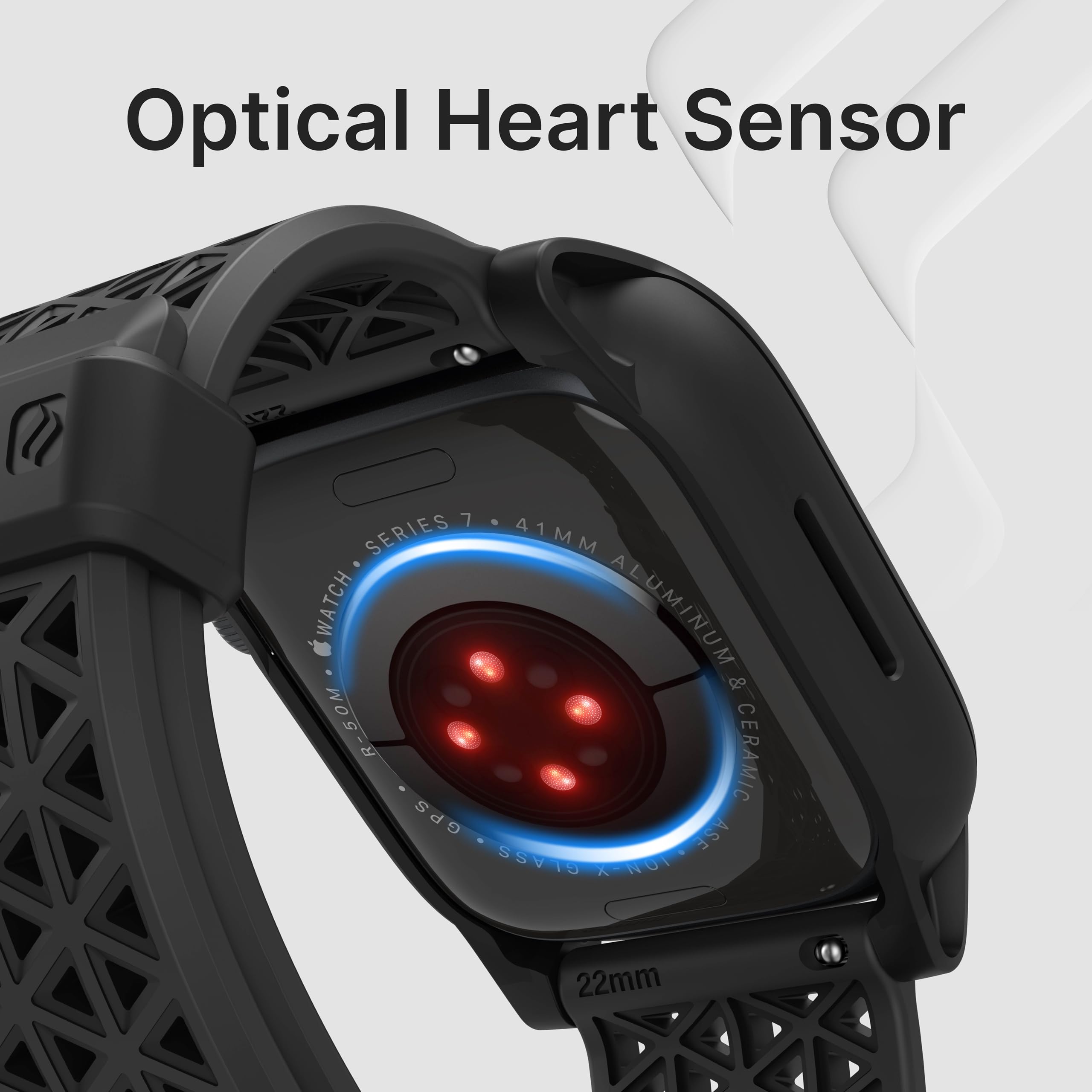 Catalyst Active Defense Case for Apple Watch Series 9/8/7 41 mm, Drop Proof 10ft, Shock & Scratch-Resistant, Sport Band, Breathable, Rugged (Stealth Black) - Image 7