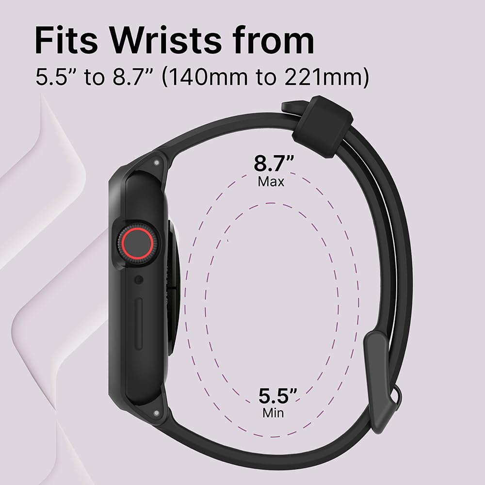 Catalyst Case- Designed for Apple Watch Series SE 2022, Series 6/5 and 4 44mm, Buckle Edition, Drop Proof 9.9ft, Sport Band, Breathable, Rugged, Free Microfiber Cloth is included - Stealth Black - Image 9