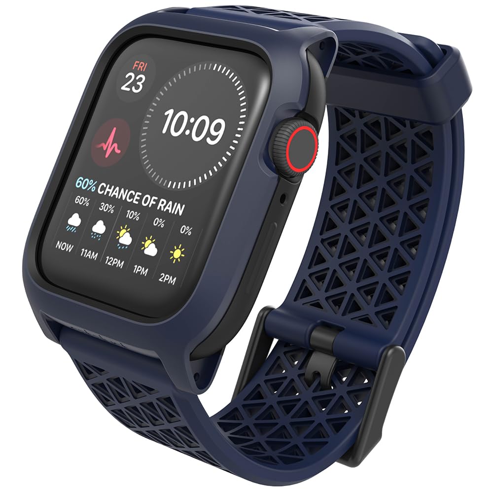 Catalyst Case- Designed for Apple Watch Series SE 2022, Series 6/5 and 4 44mm, Buckle Edition, Drop Proof 9.9ft, Sport Band, Breathable, Rugged, Free Microfiber Cloth is included - Navy Blue