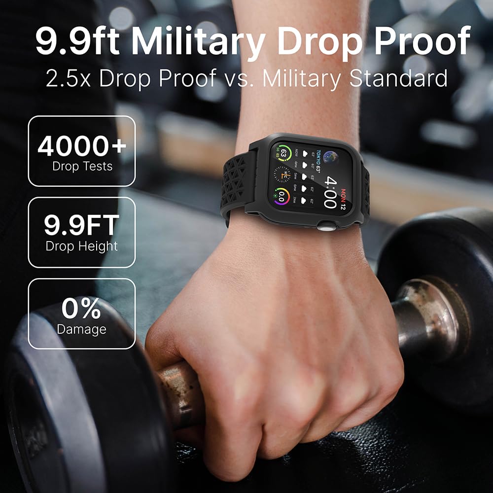 Catalyst Case- Designed for Apple Watch Series SE 2022, Series 6/5 and 4 44mm, Buckle Edition, Drop Proof 9.9ft, Sport Band, Breathable, Rugged, Free Microfiber Cloth is included - Stealth Black - Image 3