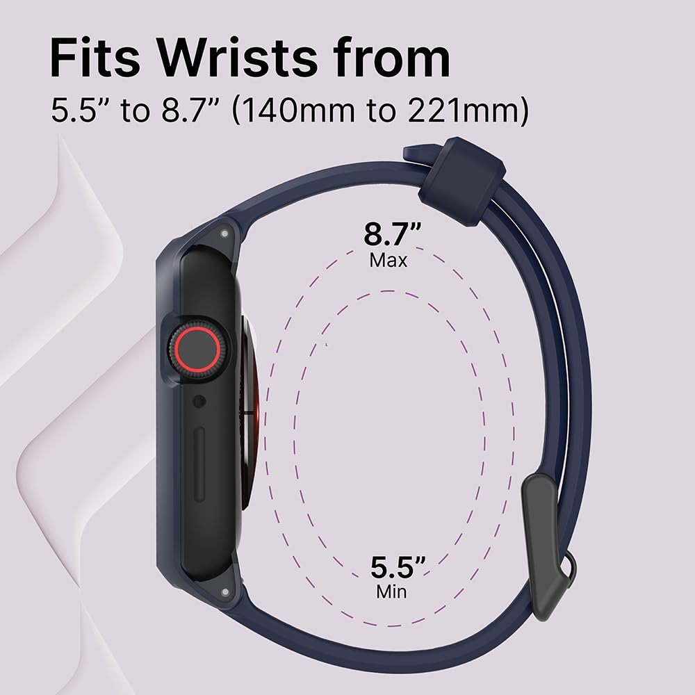 Catalyst Case- Designed for Apple Watch Series SE 2022, Series 6/5 and 4 44mm, Buckle Edition, Drop Proof 9.9ft, Sport Band, Breathable, Rugged, Free Microfiber Cloth is included - Navy Blue - Image 9