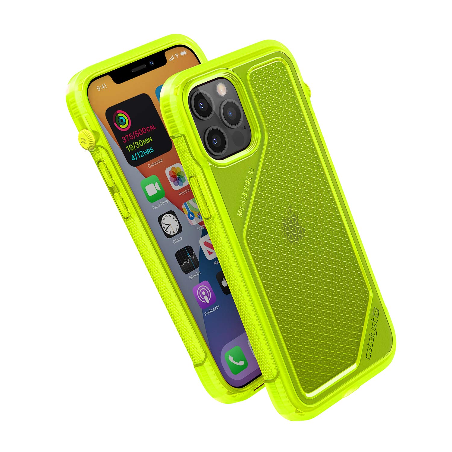 Catalyst Case Designed for iPhone 12/12 Pro, Patented Rotating Mute Switch, Compatible with MagSafe, 10ft Drop Proof, Crux Accessories Attachment System - Neon Yellow…