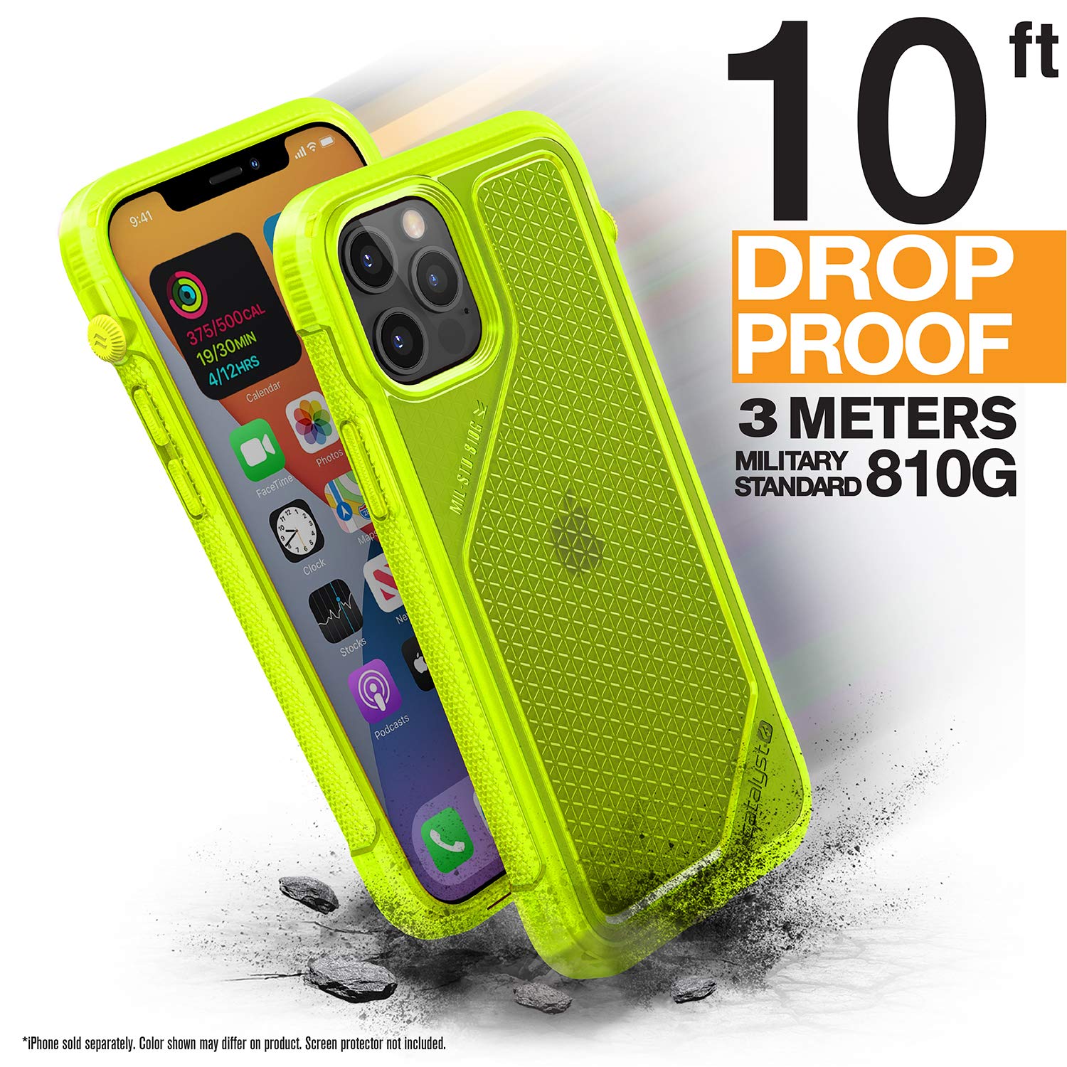 Catalyst Case Designed for iPhone 12/12 Pro, Patented Rotating Mute Switch, Compatible with MagSafe, 10ft Drop Proof, Crux Accessories Attachment System - Neon Yellow… - Image 2
