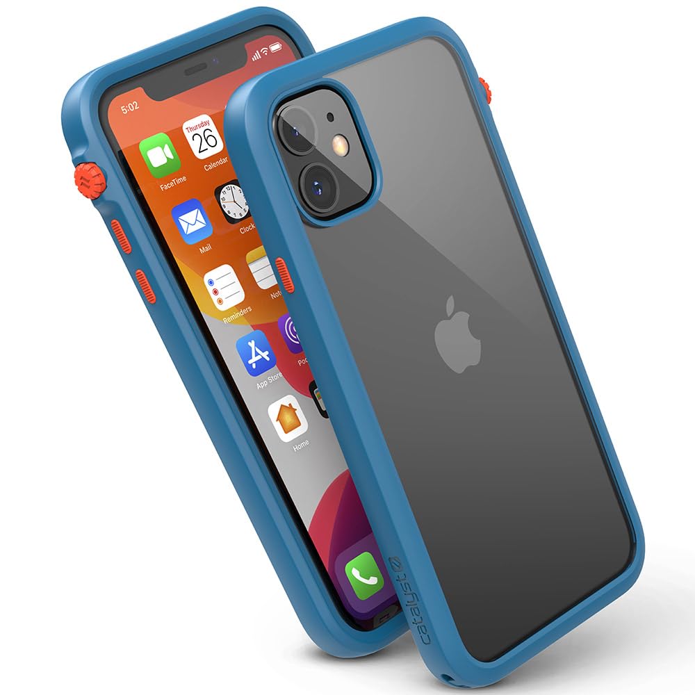 Catalyst - Case for iPhone 11 Case with Clear Back, Heavy Duty 10ft Drop Proof, Truss Cushioning System, Rotating Mute Switch Toggle, Compatible with Wireless Charging, Lanyard- Blueridge/Sunset