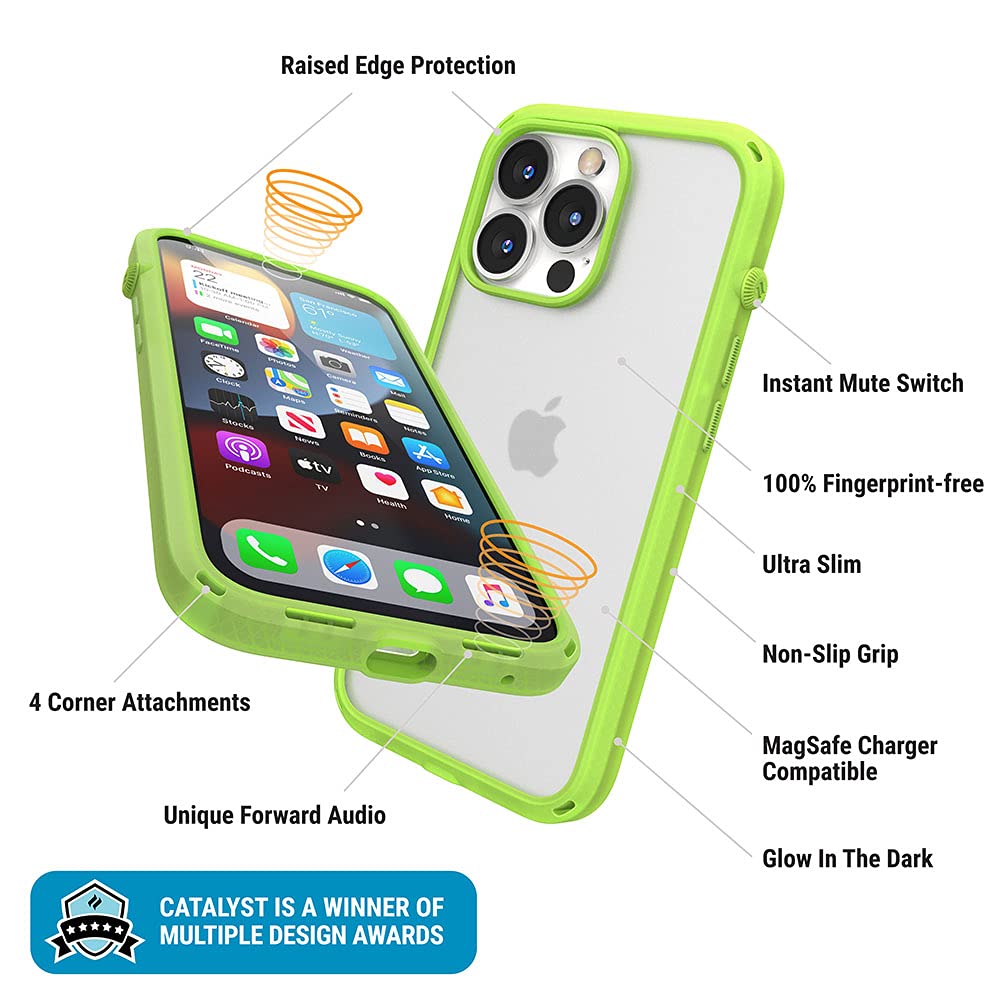 Catalyst Case for iPhone 13 Pro Influence Series Slim Case, Finger-Print Safe Cases, Drop Proof Phone, with Lanyard (Glow-in-The-Dark) - Image 5