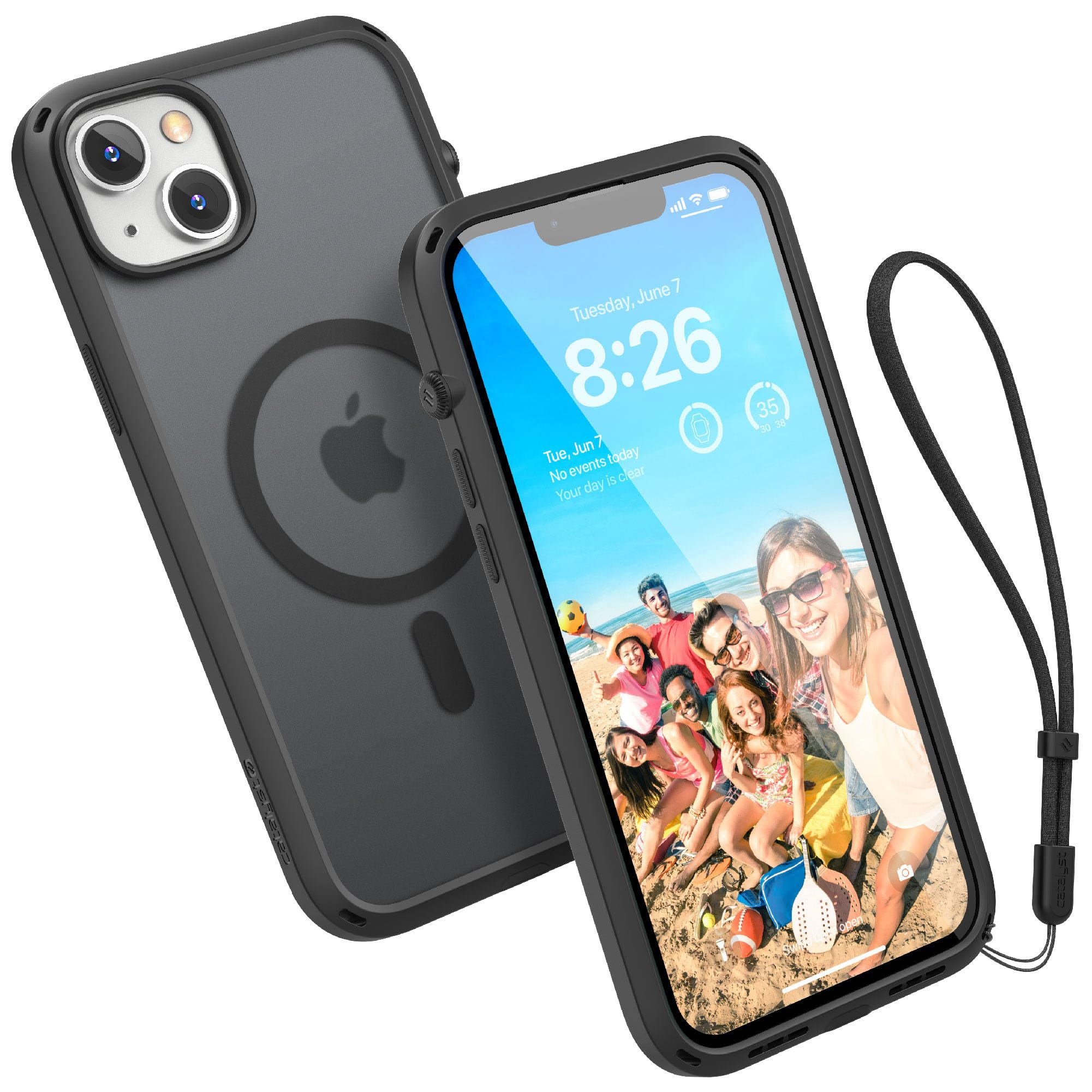 Catalyst Influence Case for iPhone 14 Plus Case, MagSafe Compatible, Drop Proof, Fingerprint Resistant, 30% Louder Audio, Lanyard Black