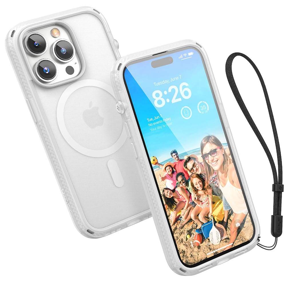 Catalyst Influence Case for iPhone 14 Pro, Compatible with MagSafe, Drop Proof, Fingerprint Resistant, Durable, Easy to Clean and Install, 30% Louder Forward Audio. Lanyard Included - Frosted