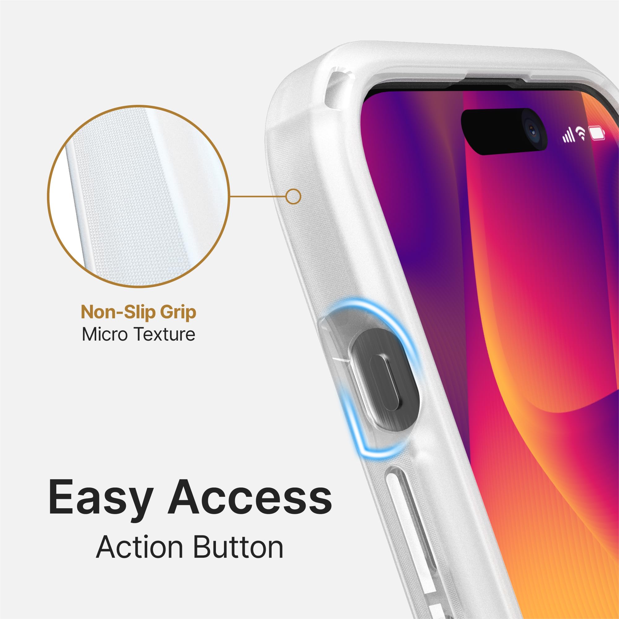 Catalyst Influence Case for iPhone 15 Pro Max Drop Proof, Non-Slip Frosted Edges and Crystal Clear Back, Raised Edges Protection, 30% Louder Forward Audio, Lanyard Included - Image 7