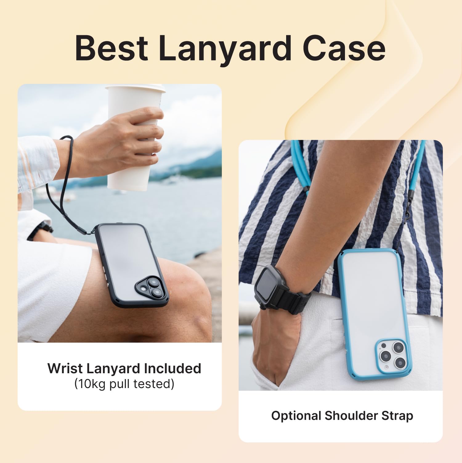 Catalyst Influence Case for iPhone 16 Pro Max, 2.5X Higher Drop Proof, Non-Slip Frosted Edges and Non Magsafe Crystal Clear Back, Raised Edges Protection, 30% Louder Forward Audio, Lanyard Included - Image 6
