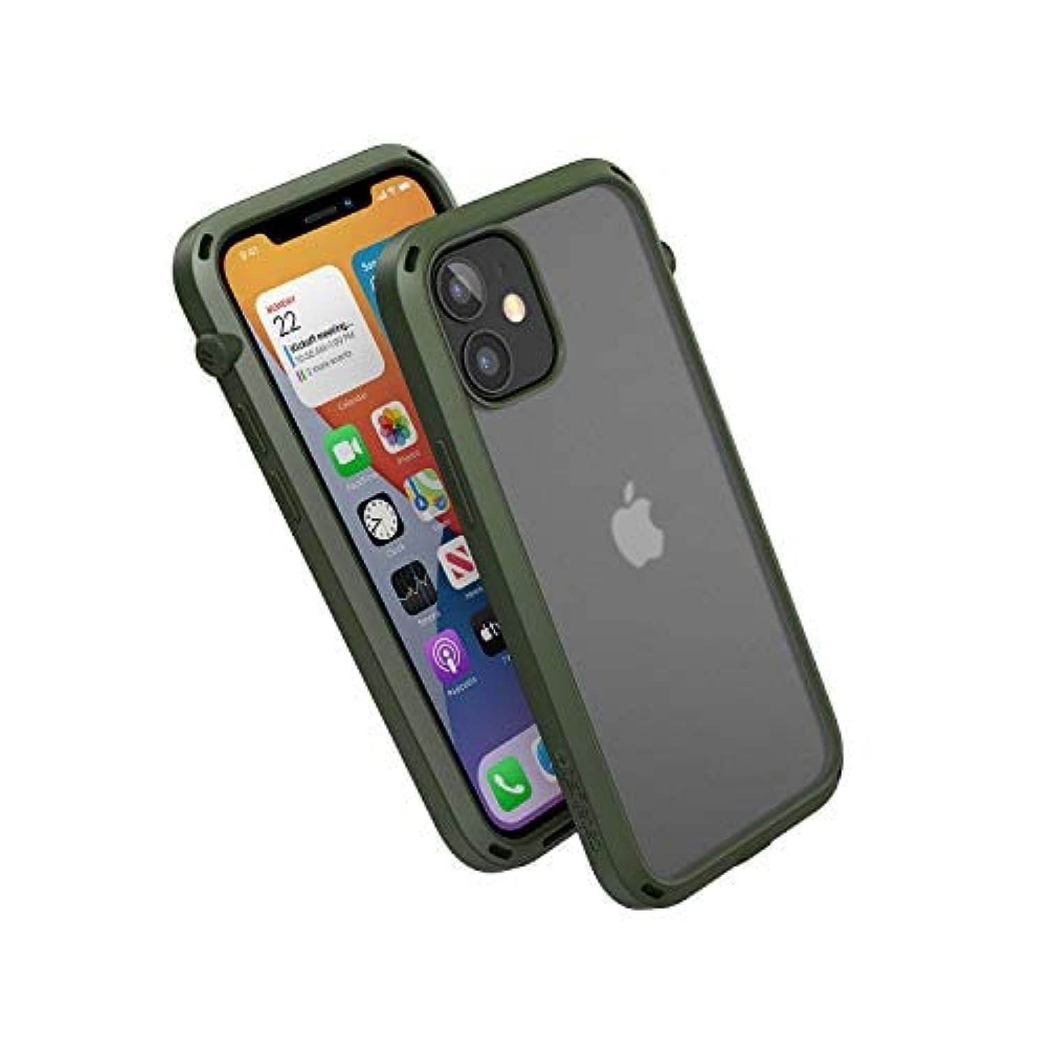 Catalyst Influence Series Case Designed for iPhone 12 Mini, Patented Rotated Mute Switch, 15ft Drop Proof, Crux Accessories Attachment System Tactical Green