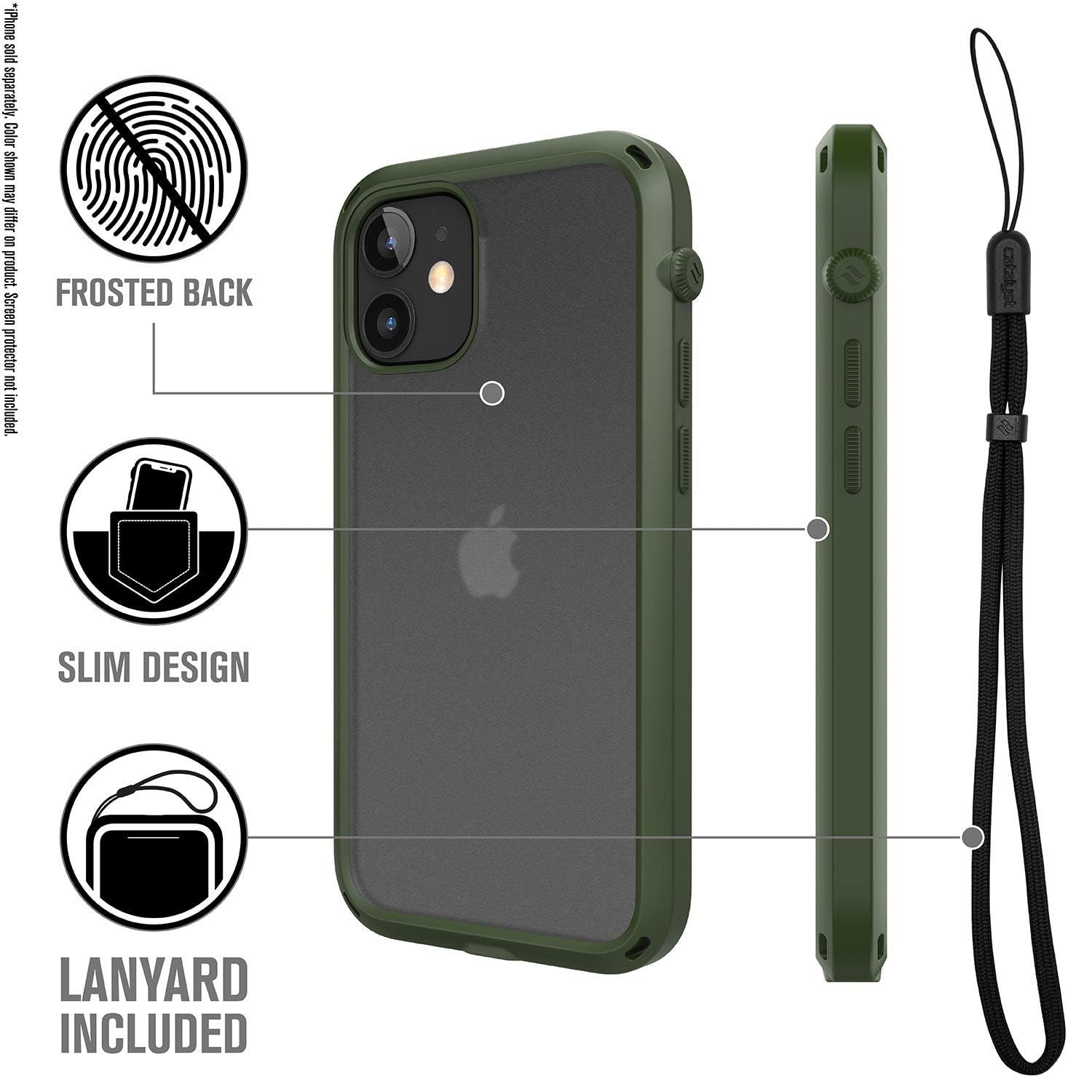Catalyst Influence Series Case Designed for iPhone 12 Mini, Patented Rotated Mute Switch, 15ft Drop Proof, Crux Accessories Attachment System Tactical Green - Image 2