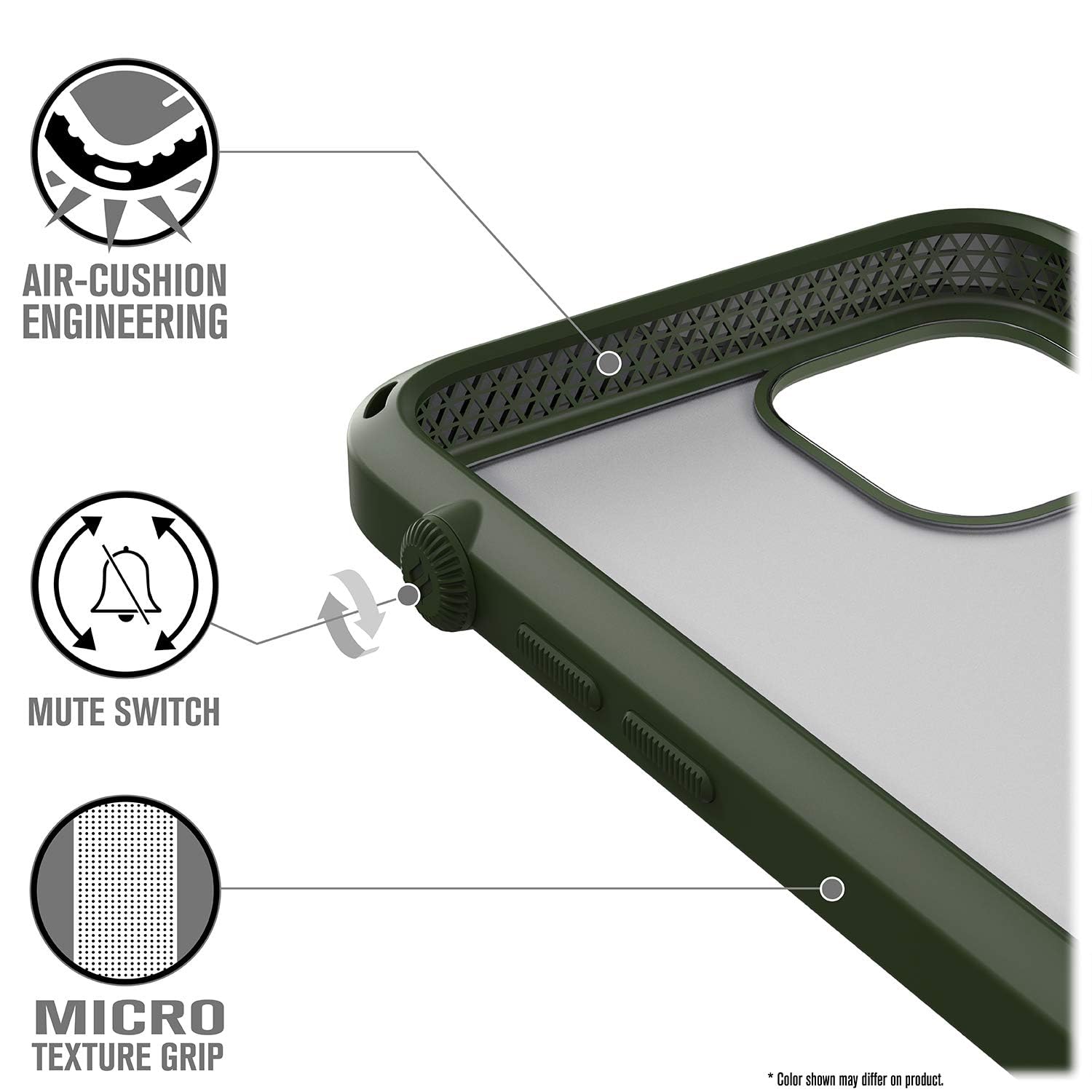 Catalyst Influence Series Case Designed for iPhone 12 Mini, Patented Rotated Mute Switch, 15ft Drop Proof, Crux Accessories Attachment System Tactical Green - Image 5