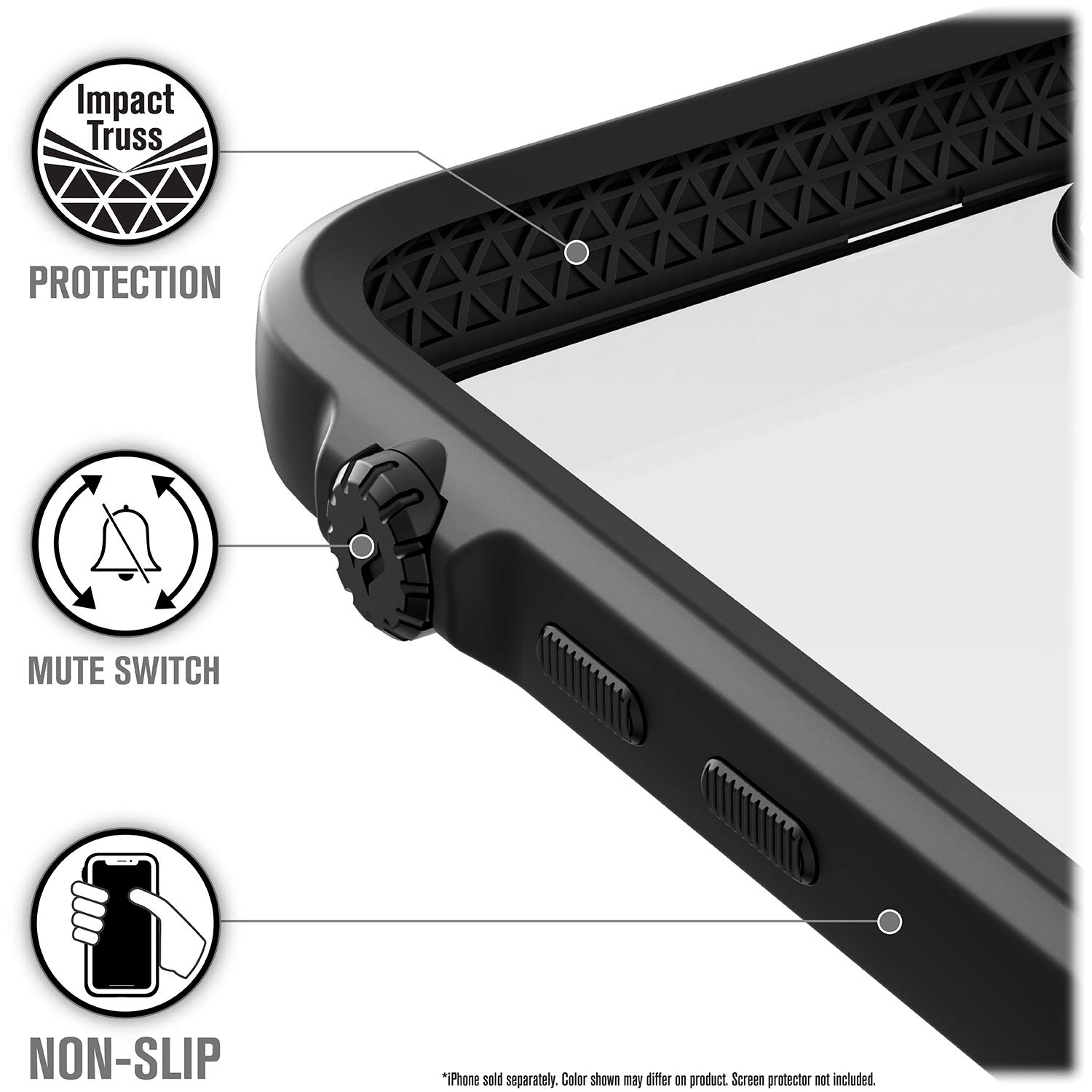 Catalyst Influence Series Case Designed for iPhone 12 Pro Max, Compatible with MagSafe, Patented Rotated Mute Switch, Drop Proof, Crux Accessories Attachment System Tactical Black - Image 3