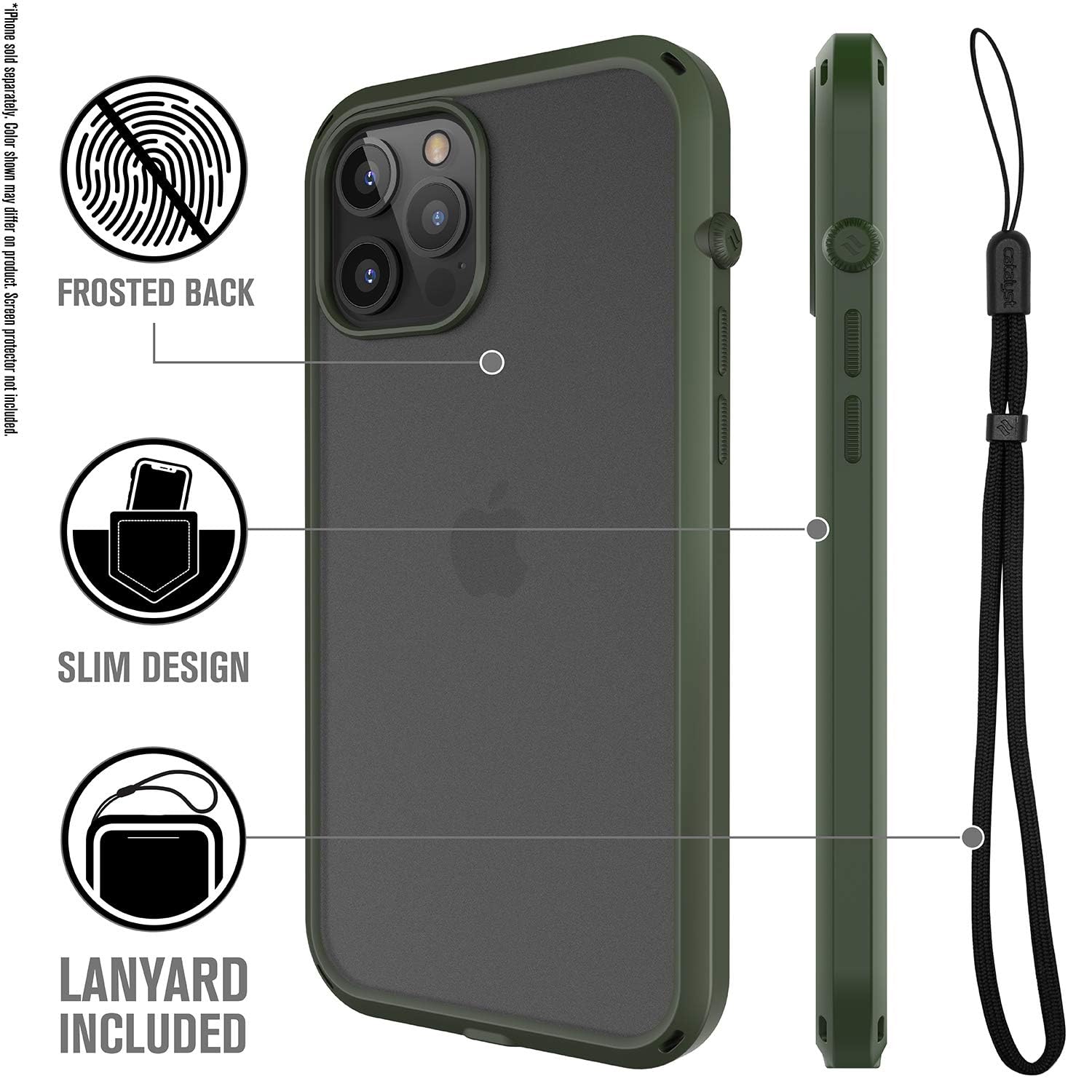Catalyst Influence Series Case Designed for iPhone 12 Pro Max, Patented Rotated Mute Switch, 10ft Drop Proof, Crux Accessories Attachment System Tactical Green - Image 3