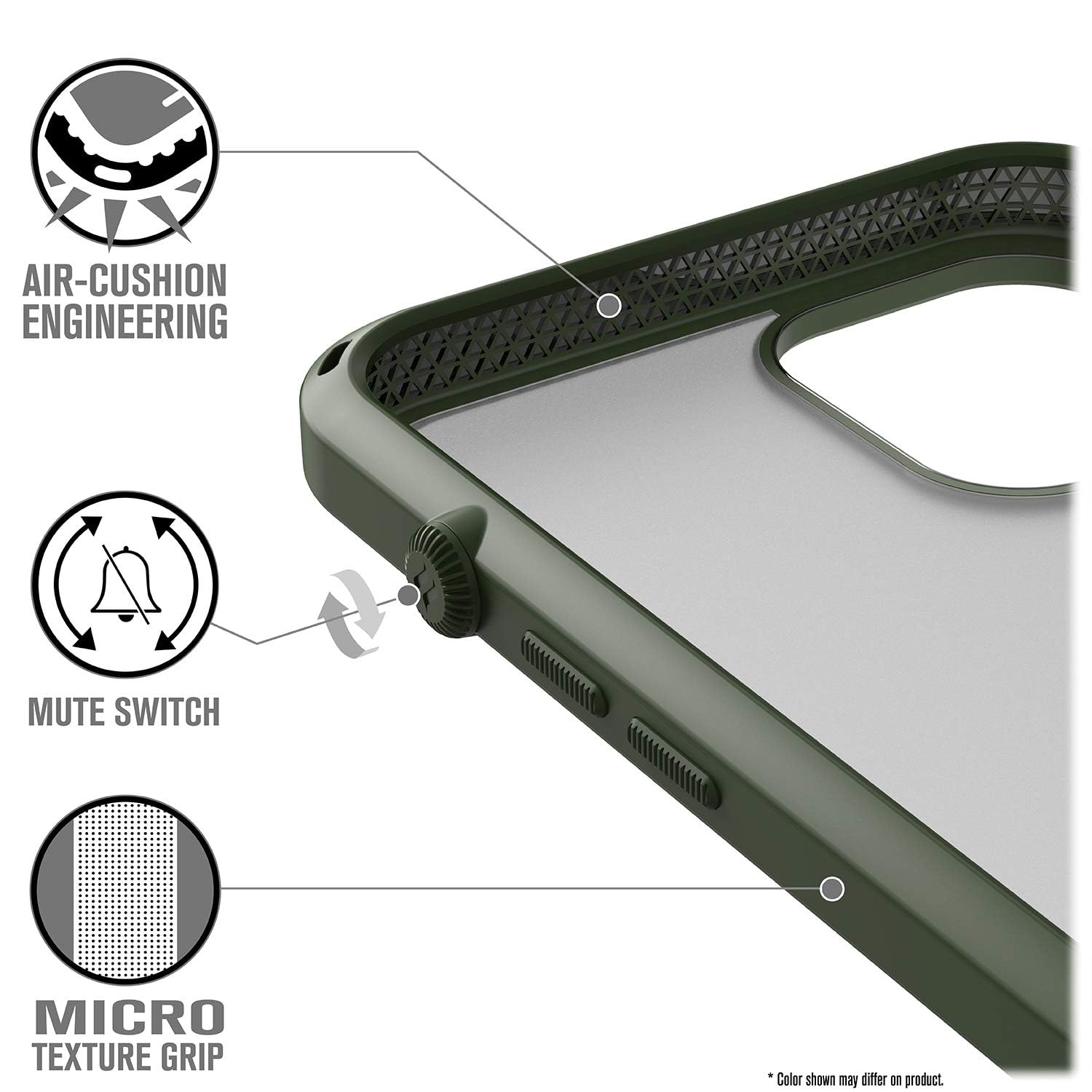 Catalyst Influence Series Case Designed for iPhone 12 Pro Max, Patented Rotated Mute Switch, 10ft Drop Proof, Crux Accessories Attachment System Tactical Green - Image 4