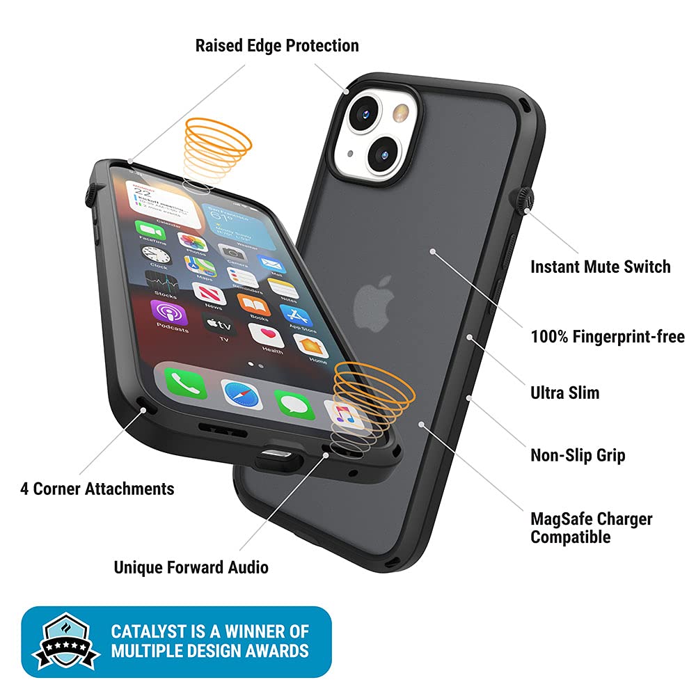 Catalyst iPhone 13 Case Influence Series Slim Case, Finger-Print Safe Cases, Drop Proof Phone, with Lanyard (Stealth Black) - Image 5