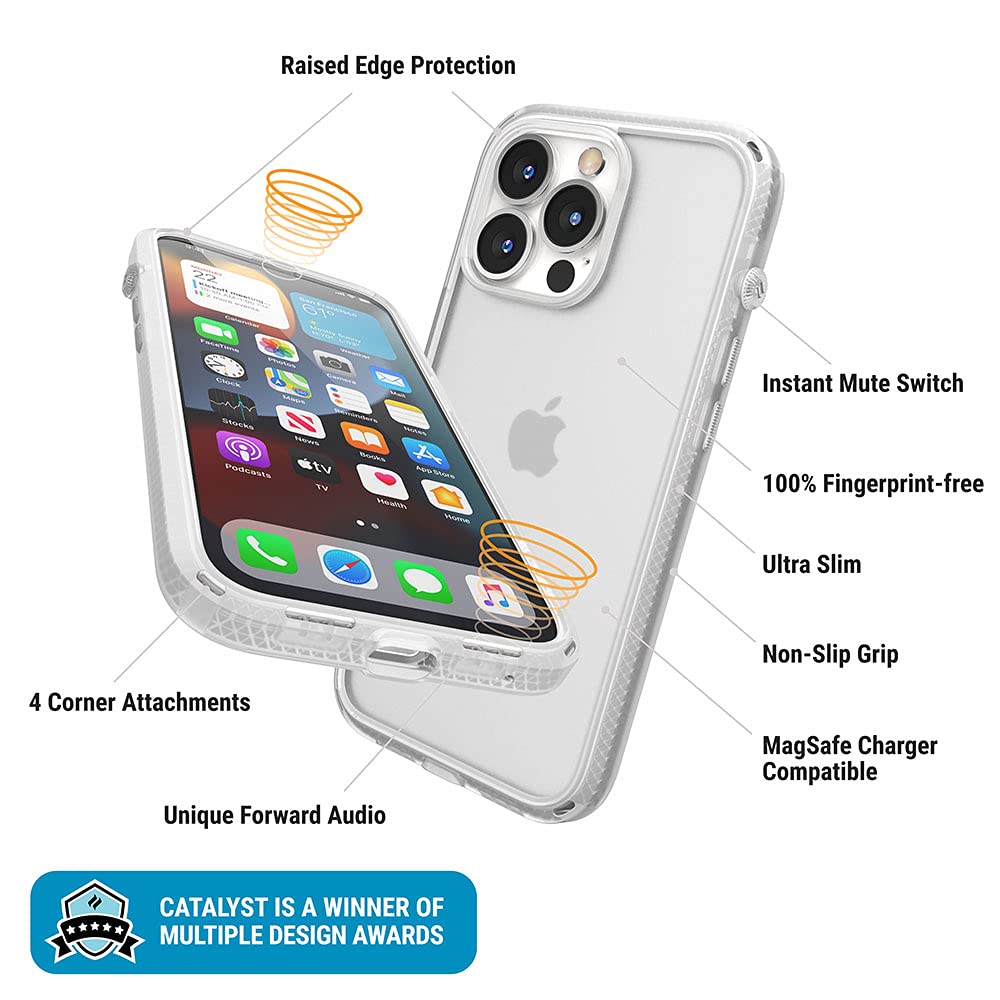 Catalyst iPhone 13 Pro Case Influence Series Slim Case, Finger-Print Safe Cases, Drop Proof Phone, with Lanyard (Clear) - Image 5