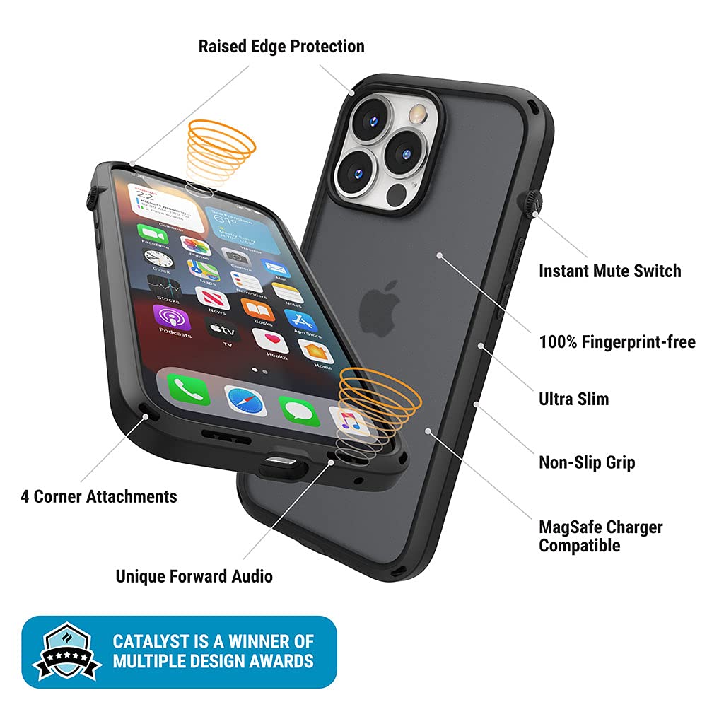 Catalyst iPhone 13 Pro Case Influence Series Slim Case, Finger-Print Safe Cases, Drop Proof Phone, with Lanyard (Stealth Black) - Image 6
