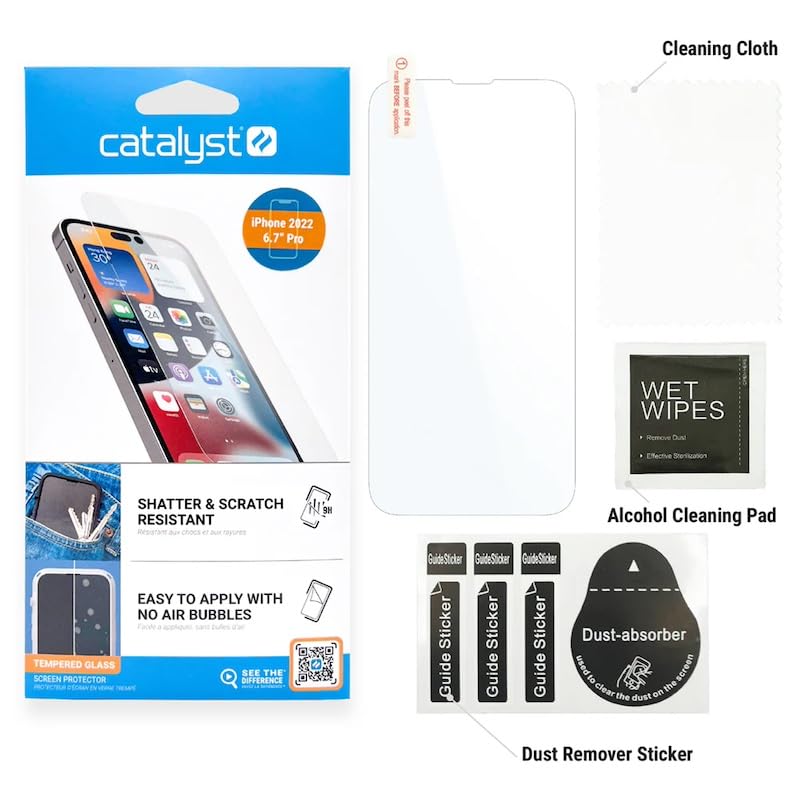 Catalyst Tempered Glass Screen Protector for iPhone 14 Pro, Full Coverage Against Drops, Cracks, Surface Scratches, Case-Friendly, Compatible Case, Touch-Sensitive, Bare-Screen Feel - Image 3