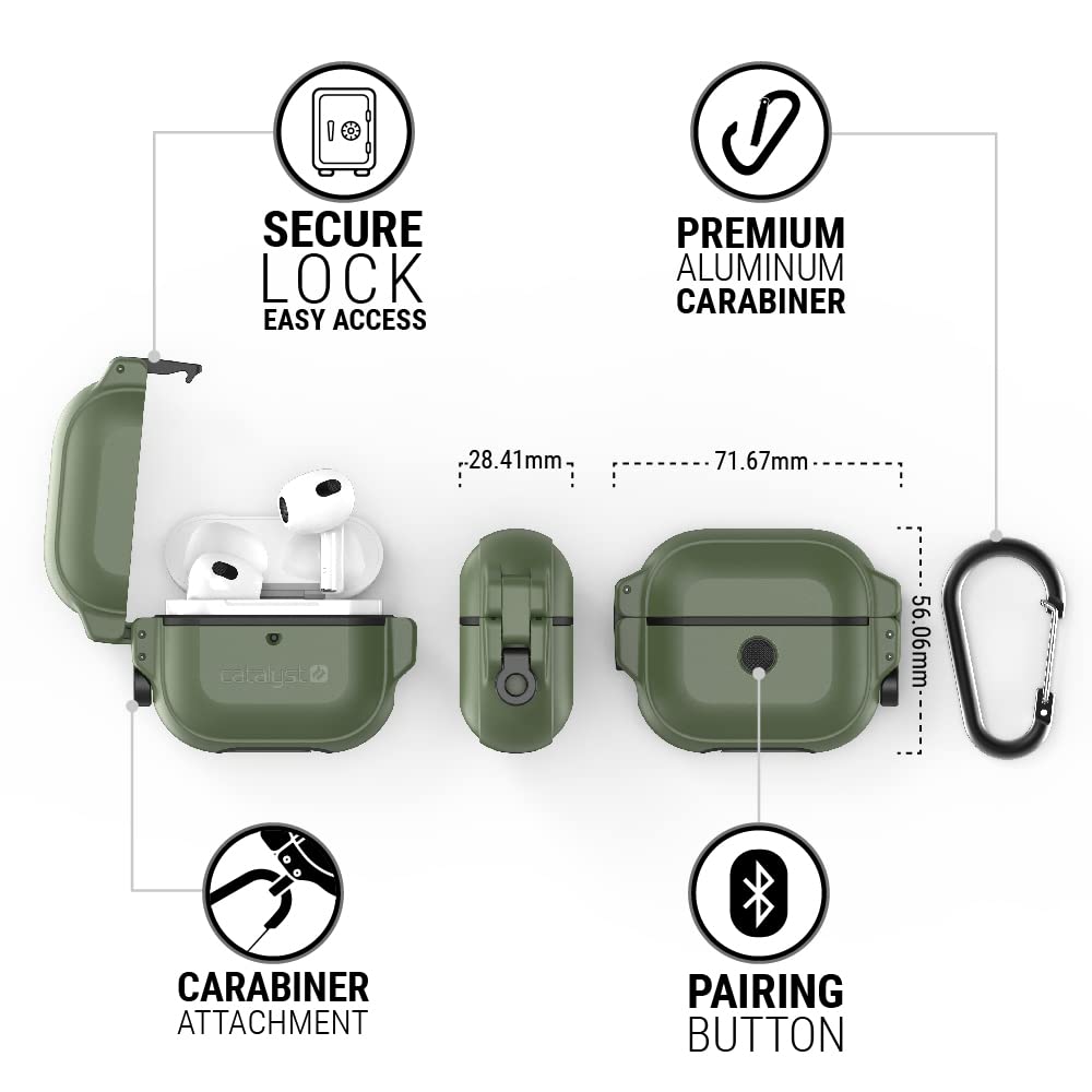 Catalyst Total Protection Case for AirPods 3rd Generation 2022, 330ft Waterproof Case for AirPods 3, Shockproof Cover for AirPods 3rd Generation, Durable Protection for AirPods 3 with Carabiner - Image 7