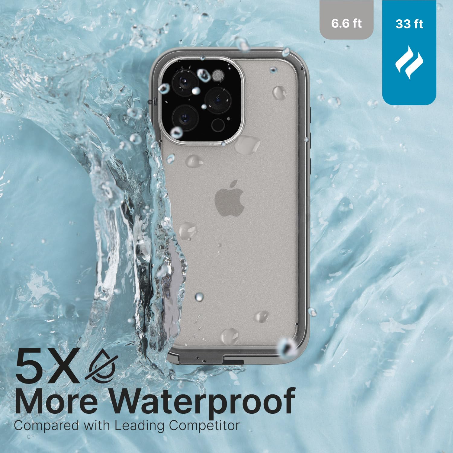 Catalyst Total Protection Case for iPhone 15 Pro Max - 5X More Waterproof iPhone Case, Highly Responsive Screen and Face id, Survives up to 65% Higher Drops Gray - Image 3