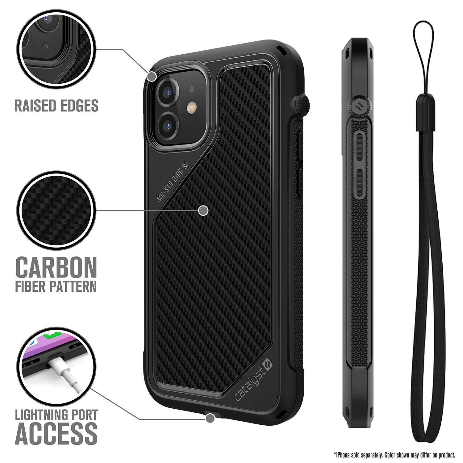 Catalyst Vibe Series Case Designed for iPhone 12/12 Pro, Patented Rotating Mute Switch, 10ft Drop Proof, Compatible with MagSafe, Crux Accessories Attachment System Stealth Black - Image 3