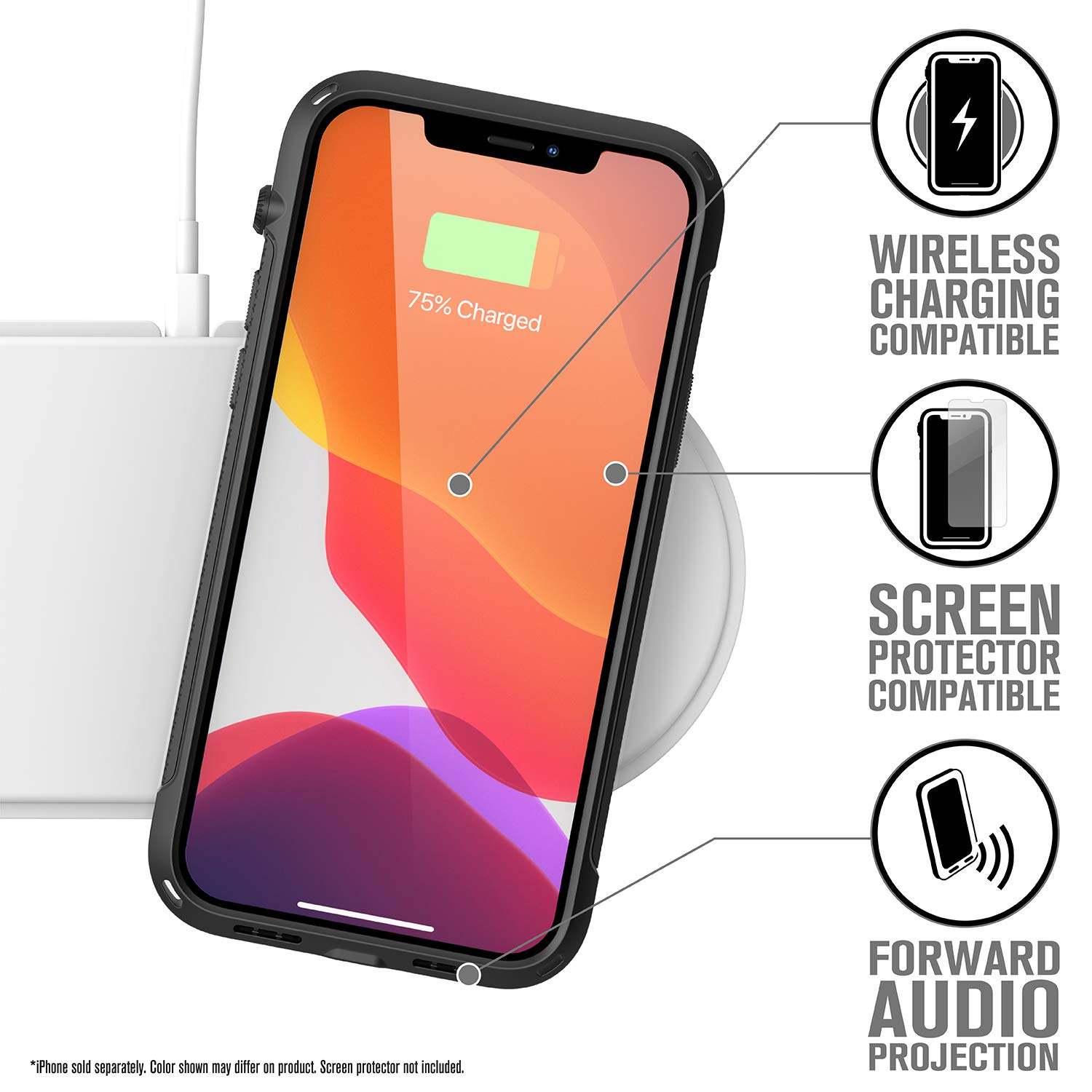 Catalyst Vibe Series Case Designed for iPhone 12/12 Pro, Patented Rotating Mute Switch, 10ft Drop Proof, Compatible with MagSafe, Crux Accessories Attachment System Stealth Black - Image 5