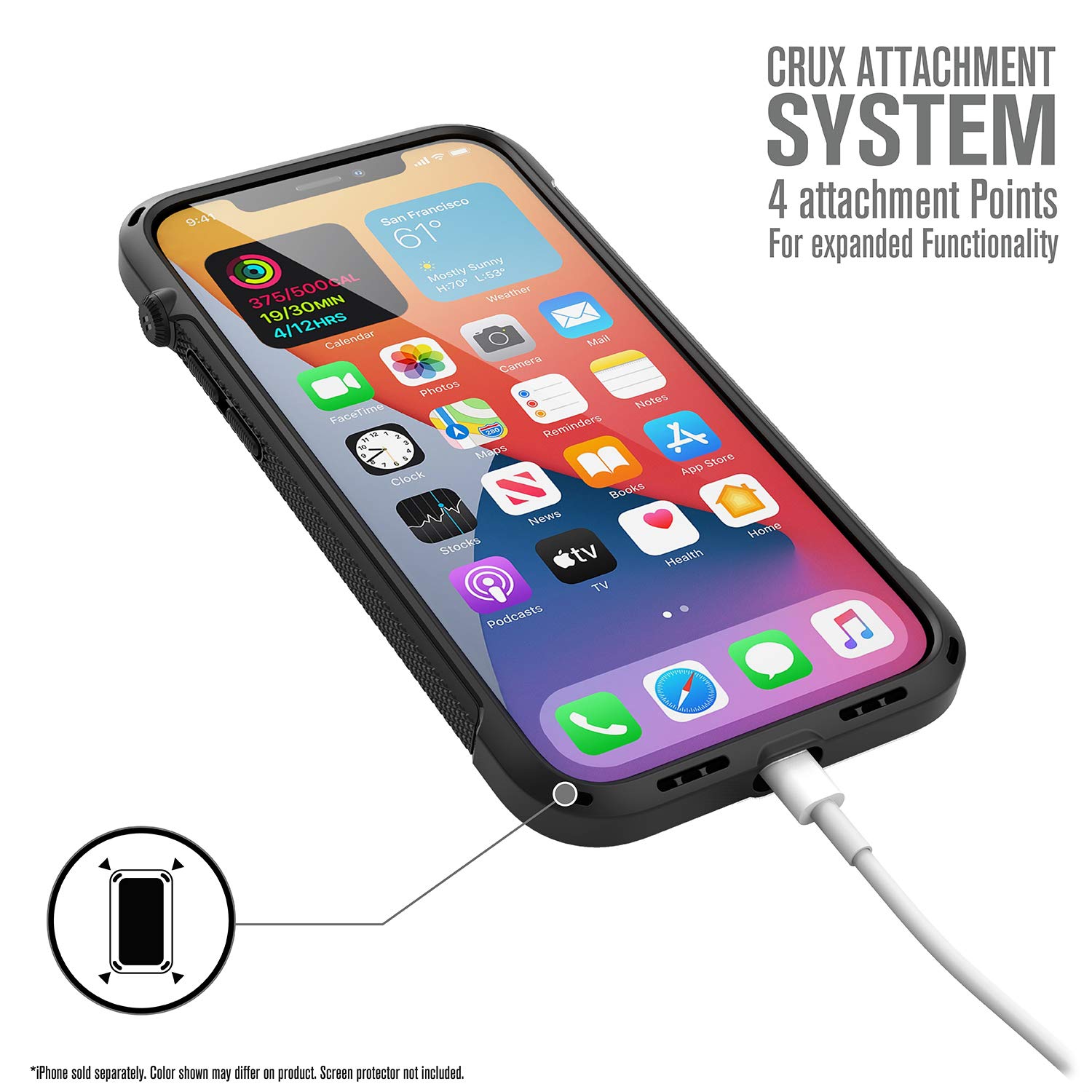 Catalyst Vibe Series Case Designed for iPhone 12/12 Pro, Patented Rotating Mute Switch, 10ft Drop Proof, Compatible with MagSafe, Crux Accessories Attachment System Stealth Black - Image 6