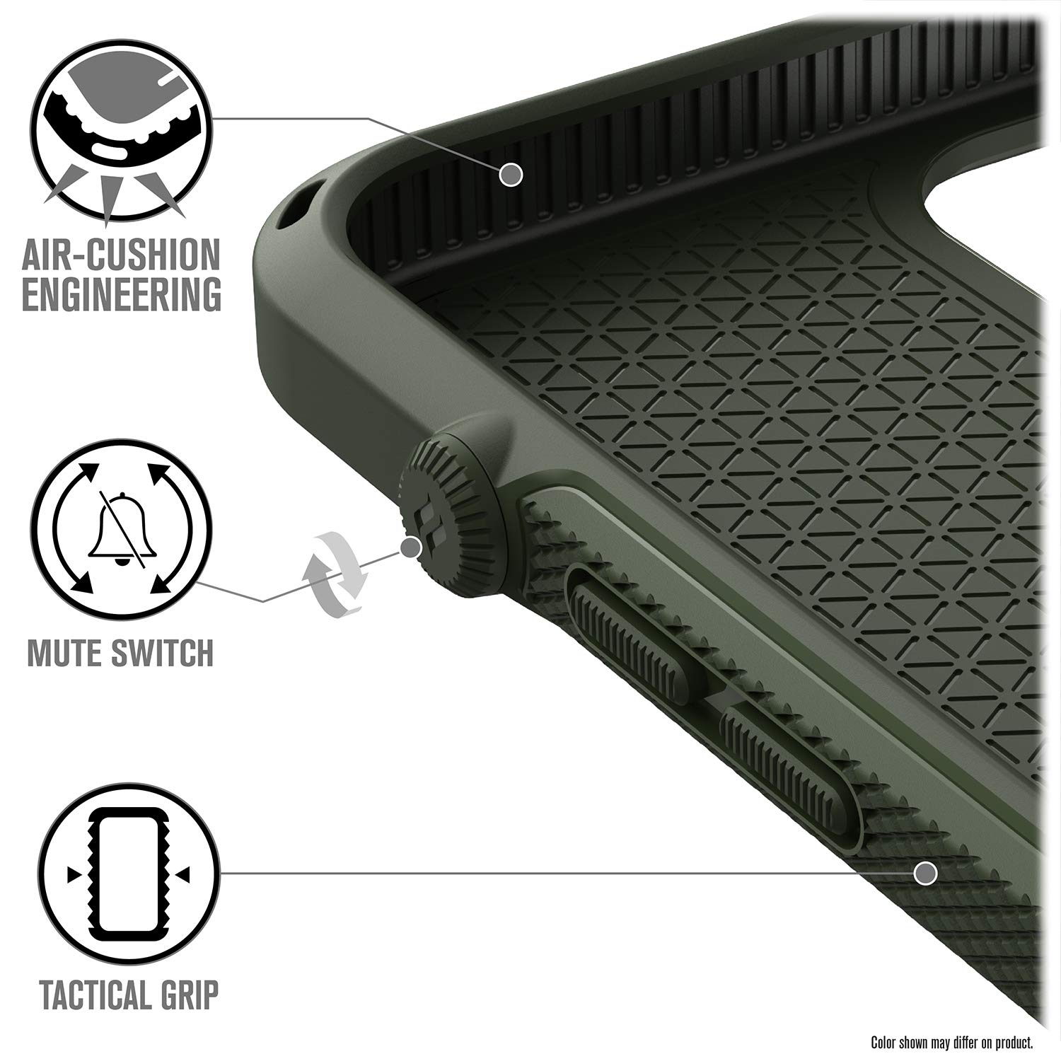 Catalyst Vibe Series Case Designed for iPhone 12 Pro Max, Patented Rotating Mute Switch, 10ft Drop Proof, Compatible with MagSafe, Crux Accessories Attachment System Army Green - Image 4
