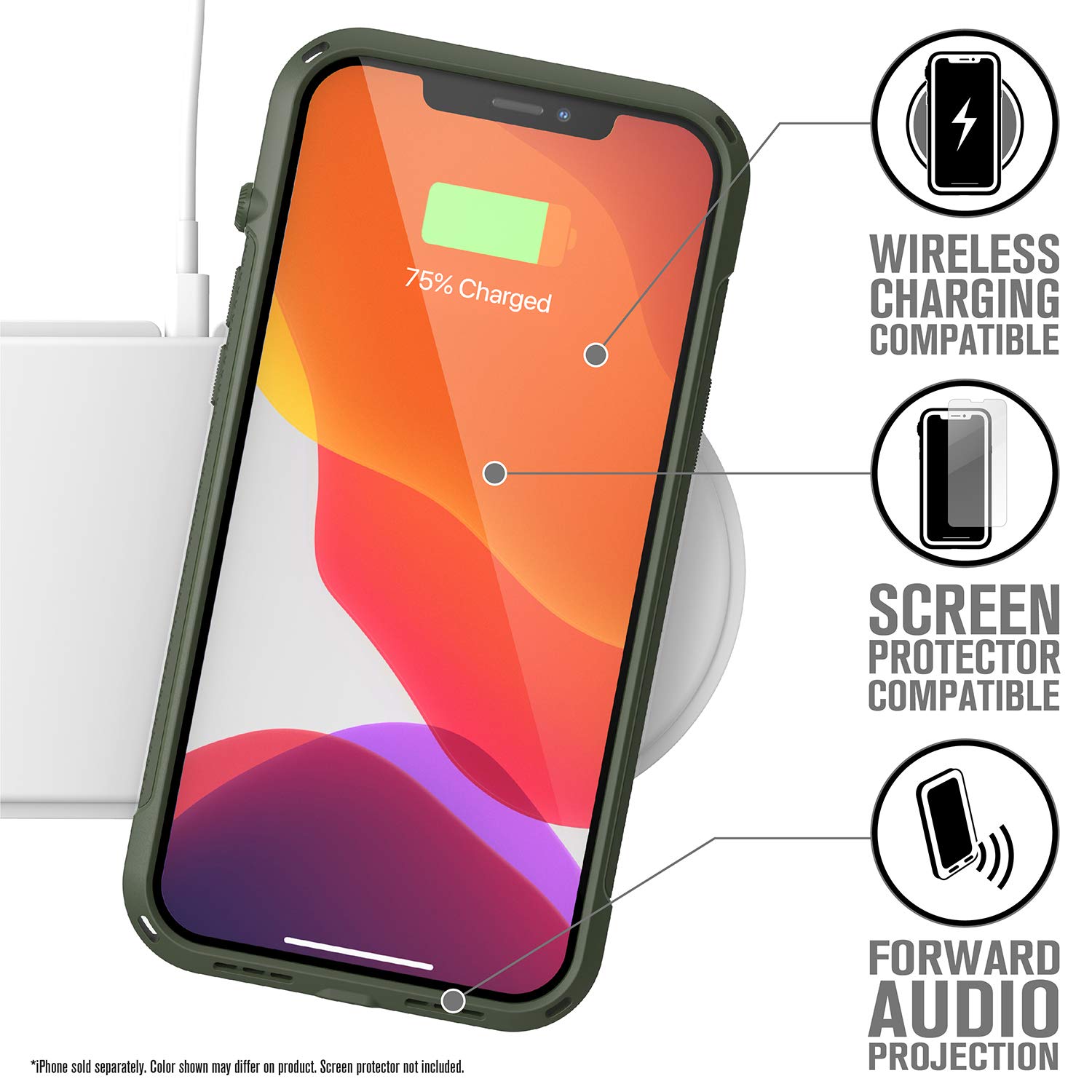 Catalyst Vibe Series Case Designed for iPhone 12 Pro Max, Patented Rotating Mute Switch, 10ft Drop Proof, Compatible with MagSafe, Crux Accessories Attachment System Army Green - Image 5
