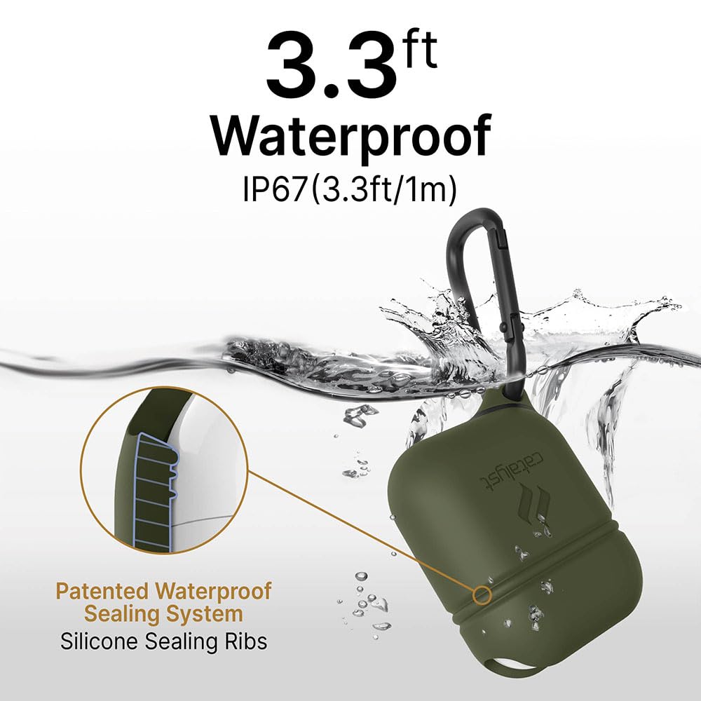 Catalyst Waterproof Case for AirPods 2nd Generation and AirPods 1st Generation - Wireless and USB-C Charging High Drop Protection AirPod Gen 2 and Gen 1 Case with Carabiner, One Piece Design - Image 4