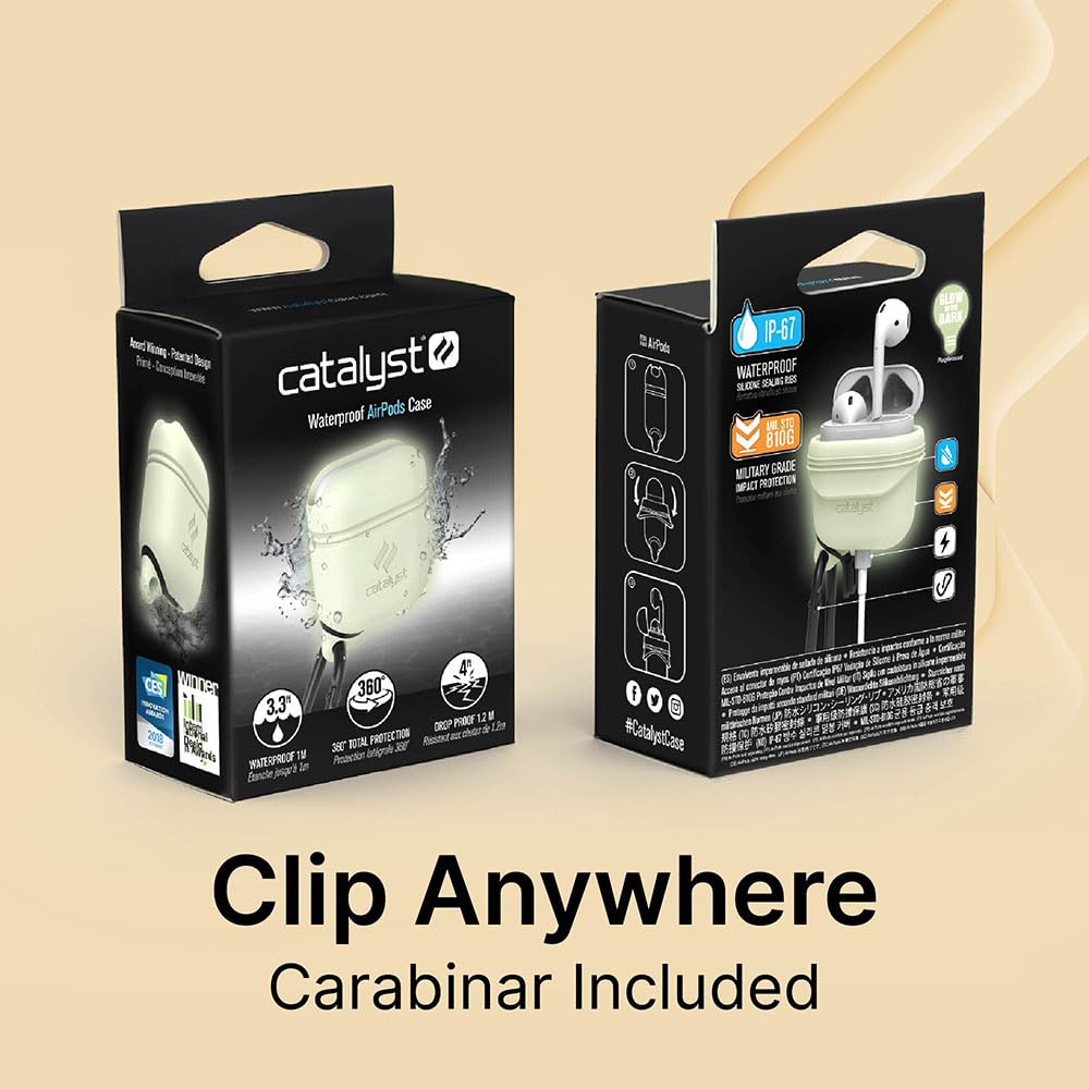 Catalyst Waterproof Case for AirPods 2nd Generation and AirPods 1st Generation - Wireless and USB-C Charging High Drop Protection AirPod Gen 2 and Gen 1 Case with Carabiner, One Piece Design - Image 7