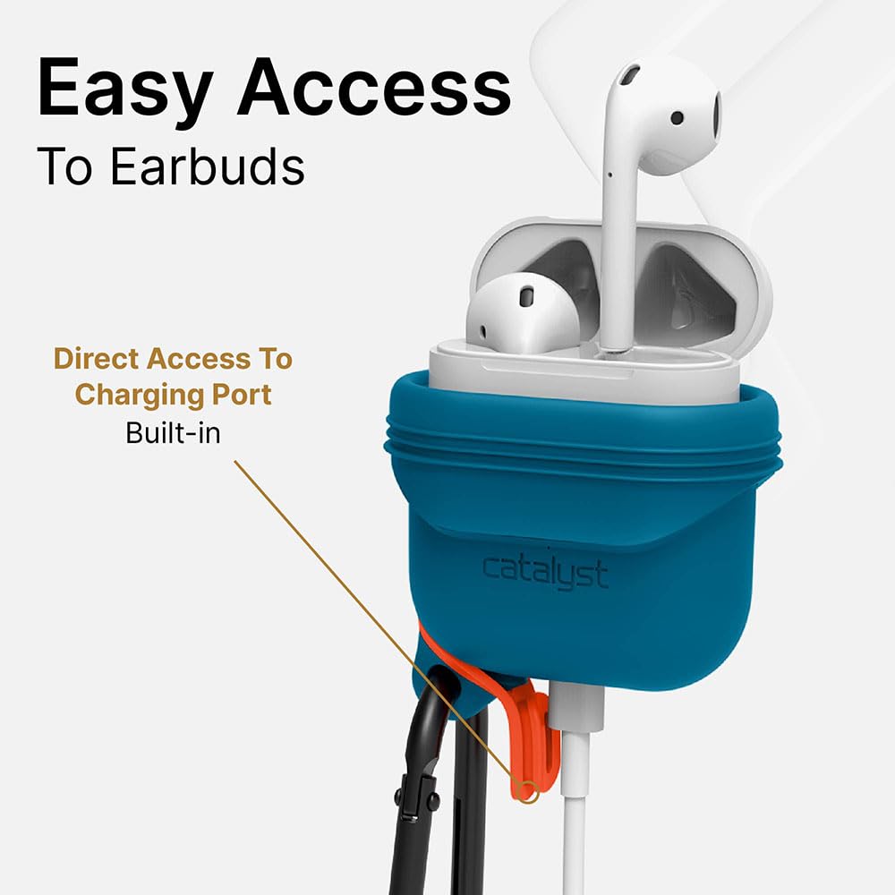 Catalyst Waterproof Case for AirPods 2nd Generation and AirPods 1st Generation - Wireless and USB-C Charging High Drop Protection AirPod Gen 2 and Gen 1 Case with Carabiner, One Piece Design - Image 6