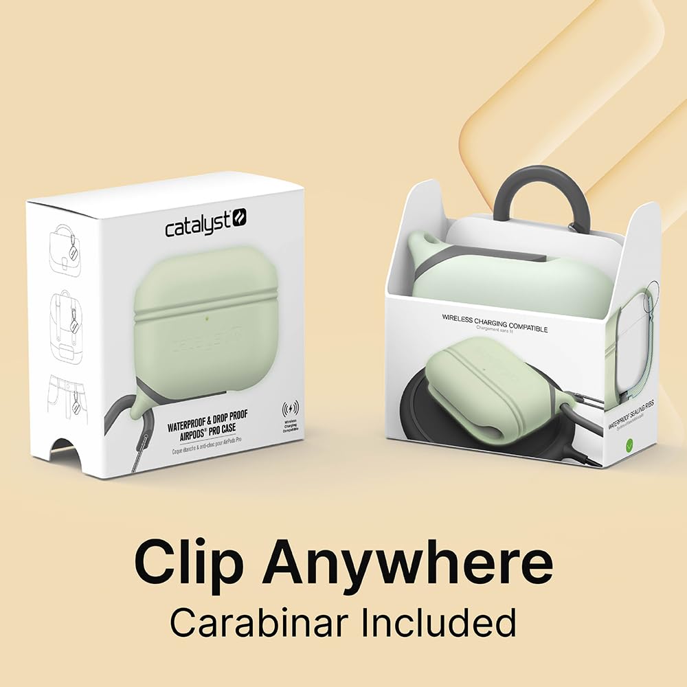 Catalyst Waterproof Case for AirPods Pro 2nd Generation and AirPods Pro 1st Generation - Wireless and USB-C Charging Compatible, One Piece Design, High Drop Protection Case with Carabiner - Image 8