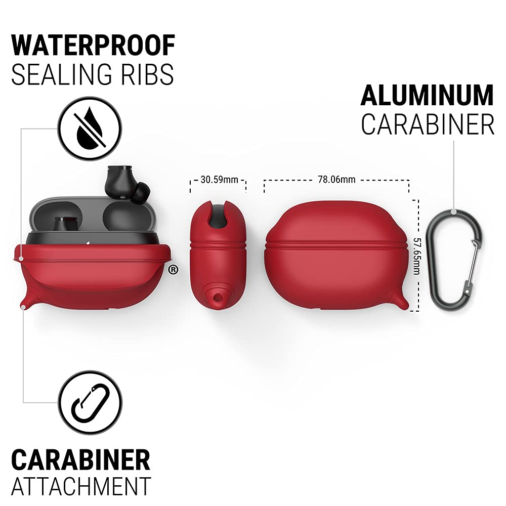 Catalyst Waterproof Protective Cover for Beats Studio Buds/Studio Buds+, Beats Studio Buds Plus Case, with Premium Carabiner, one-Piece Curved Design fits Perfectly Both Models, Won't pop Out (Red) - Image 8